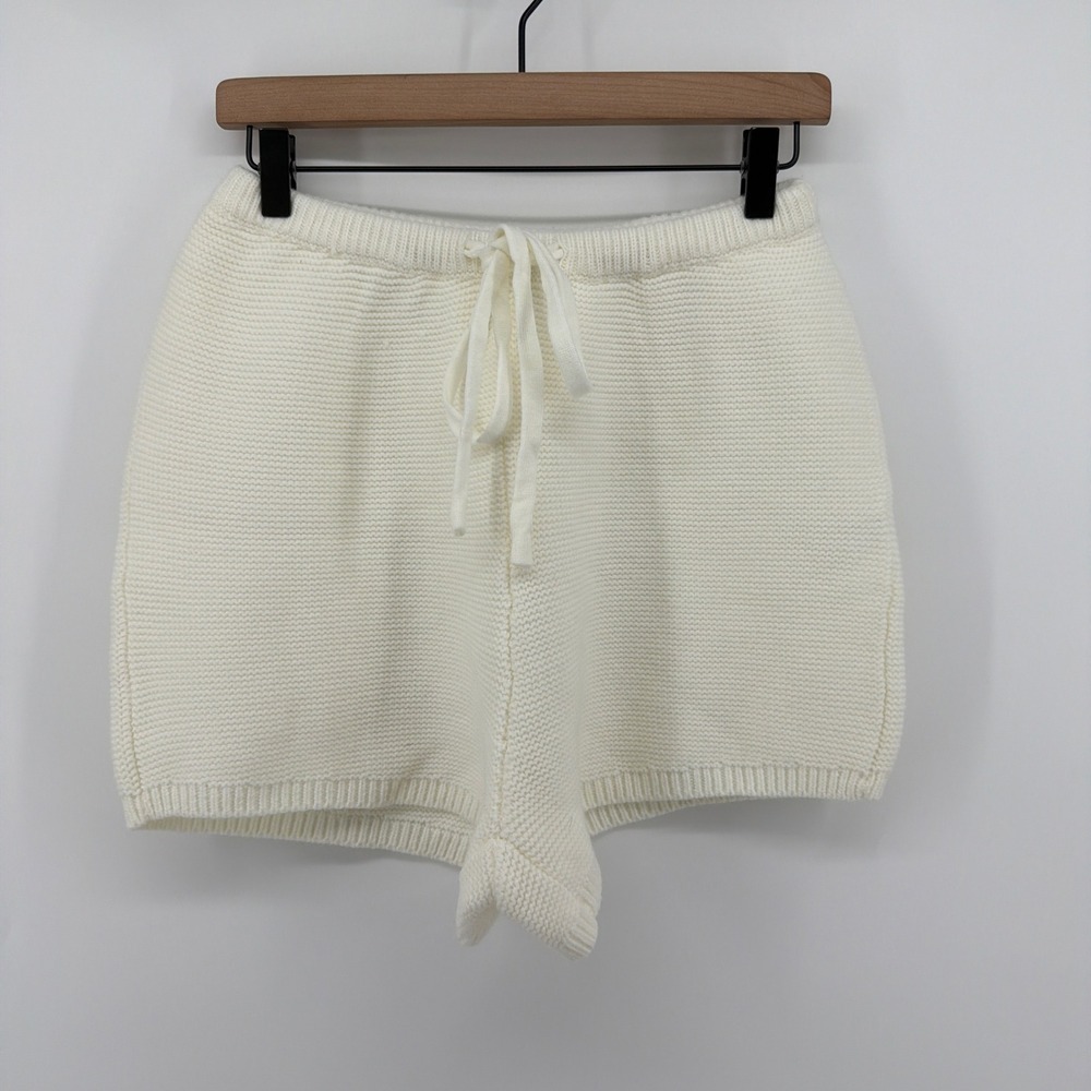 Sabo Skirt Cream Knit Shorts High Waist Drawstring Lounge Ivory Small US 4 EUC